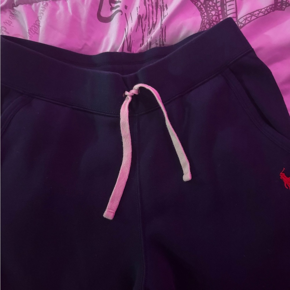 Navy Kids Bottoms with Red Logo